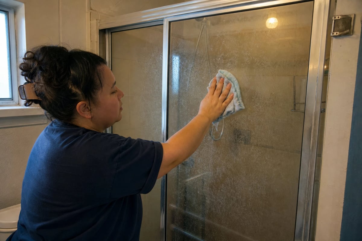Cleaning hard-water buildup in a Polk County, Oregon home